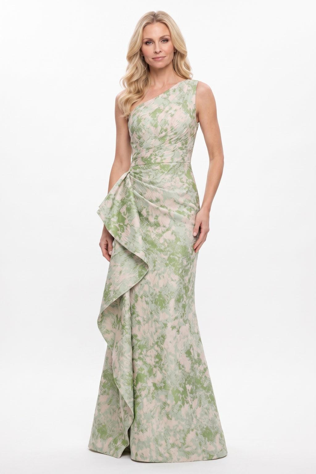 Trumpet-Mermaid Floor Length Jacquard Mother of the Bride Dress CM0504 - Green - COCOMELODY